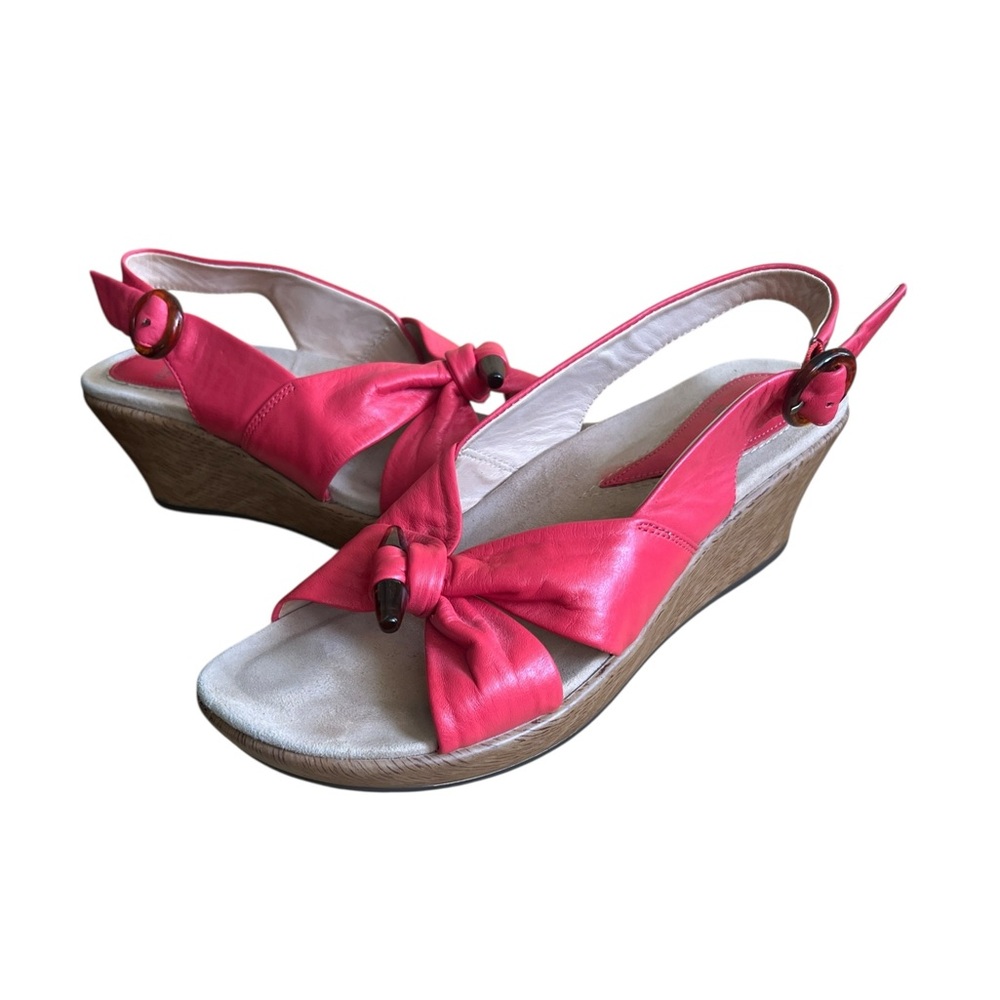Dansko Alize Knotted Bead Women's Red Leather Wedge Sandals 39 8.5 / 9 EUC!
